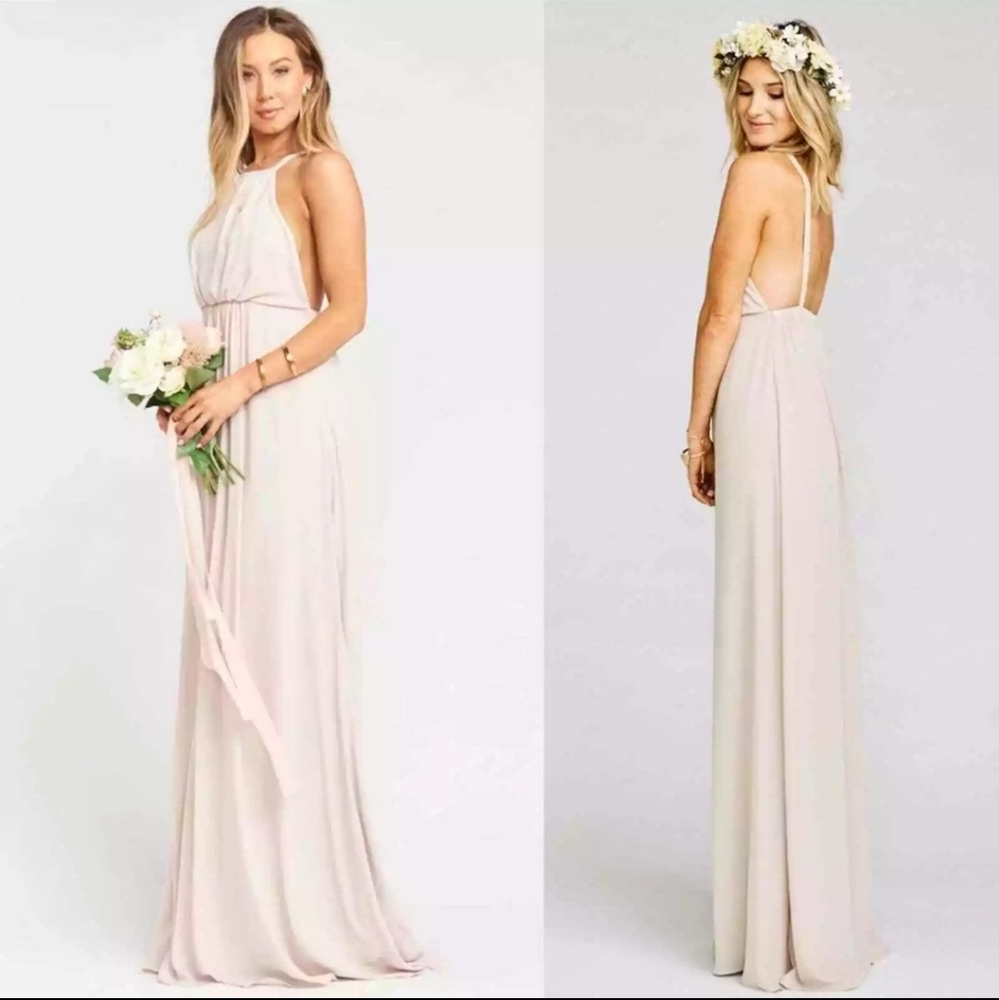 Show Me Your Mumu Women's Beige Amanda Maxi‎ Bridesmaid Dress Size XS